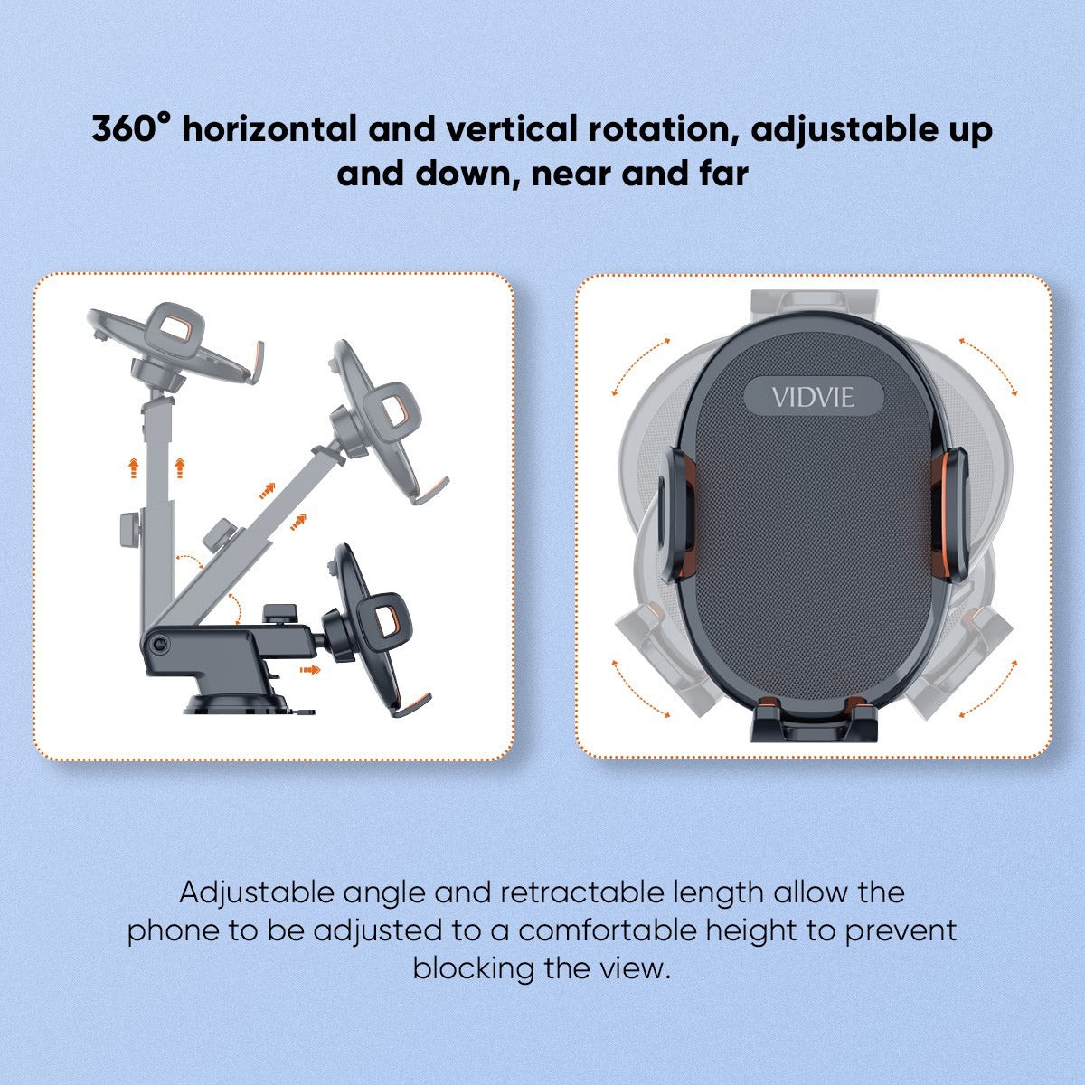 Soporte Extensible para Celular con Rotación 360° para Auto