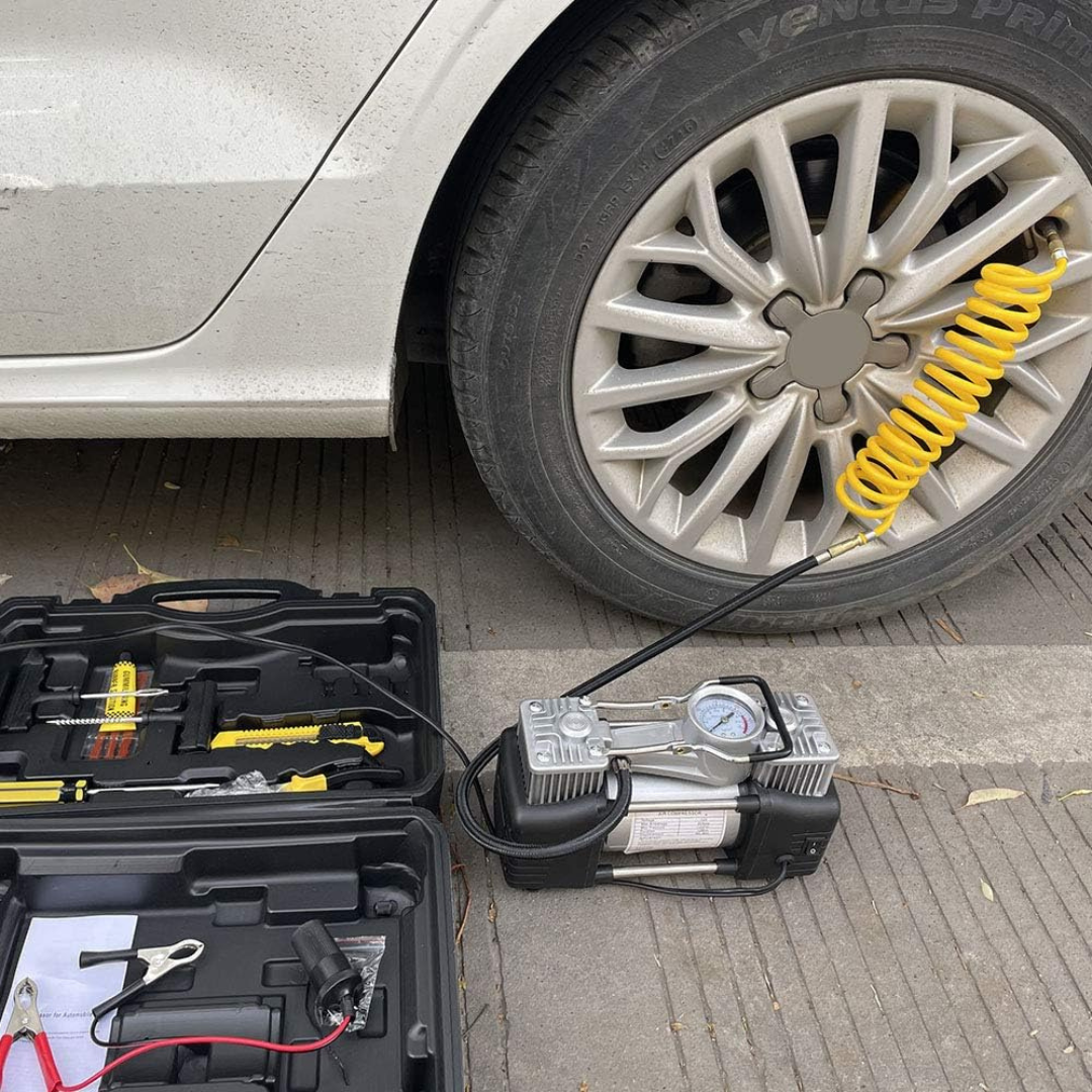 Kit Compresor De Aire Auto 12V Portátil